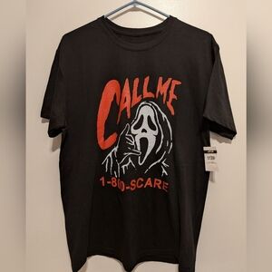 Black Graphic Tee with Red Print